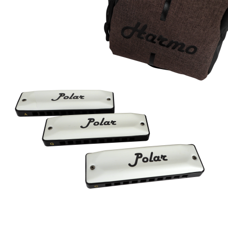 Harmo Polar pro pack set of 3 harmonica with gig bag and keychain harmonica