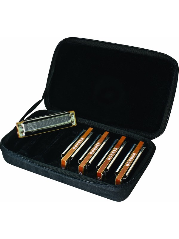 Hohner Marine band 1896 pack of 5 harmonicas and case