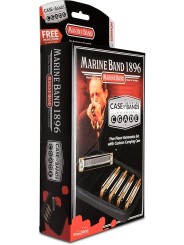 Hohner Marine band 1896 pack of 5 harmonicas and case