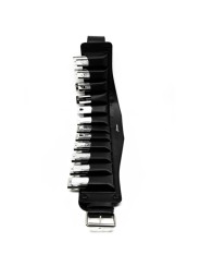 Harmonica belt holding 12 diatonic harmonicas from Hohner, Seydel, Suzuki, Harmo, Easttop, Dabbell, Hering, Lee Oskar