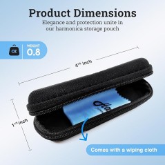black blues harmonica pouch with zipper