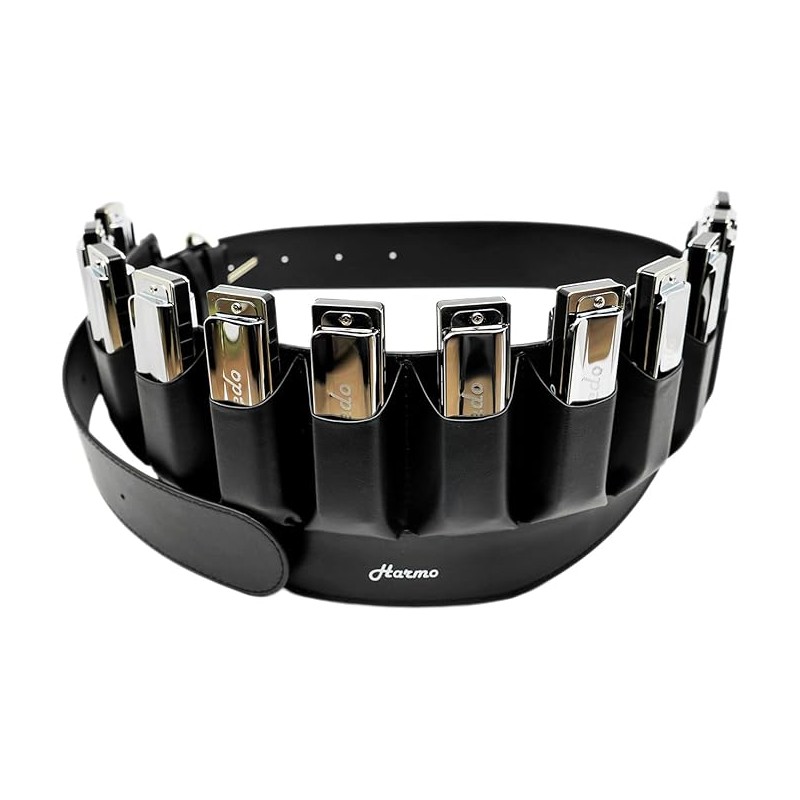 Harmonica Belt Leather microfiber for 12 harmonicas - Harmo