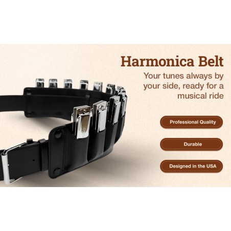 Harmo Harmonica Leather Belt  for 12 harmonicas