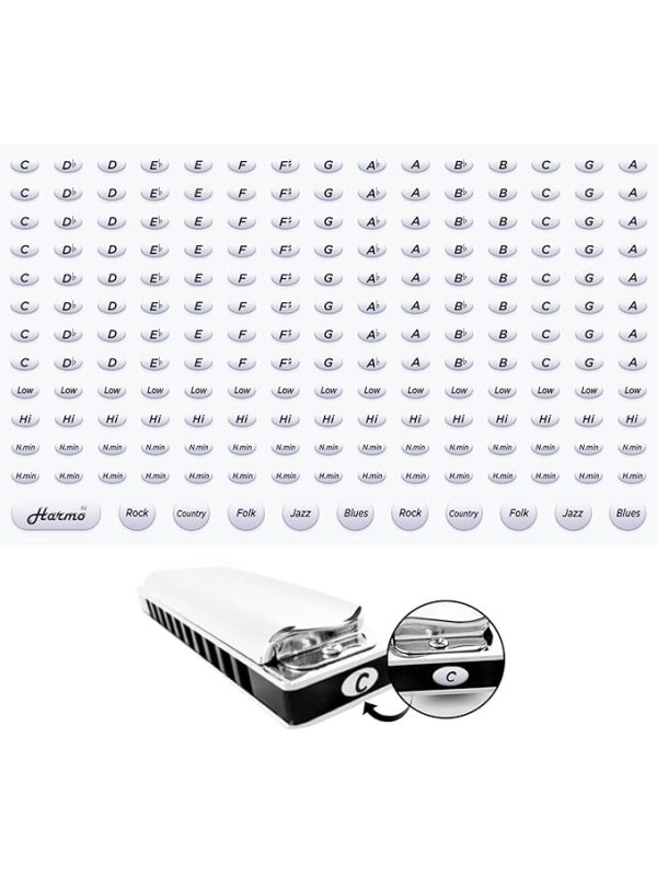 HARMO Harmonica 3D stickers - 3M high quality - 191 music key labels Hohner Diatonic Harmonicas  $19.99