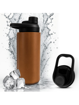 Oliriss 18oz brown leather stainless steel water bottle