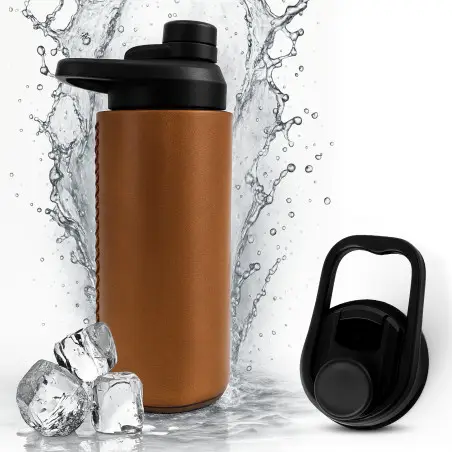 Oliriss 18oz brown leather stainless steel water bottle