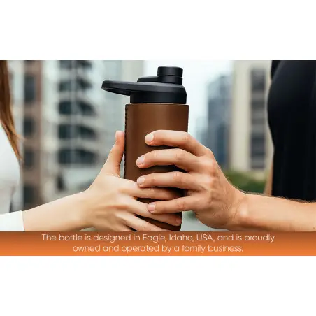 Oliriss 18oz brown leather stainless steel water bottle