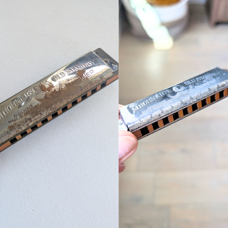 Antique harmonica cleaning