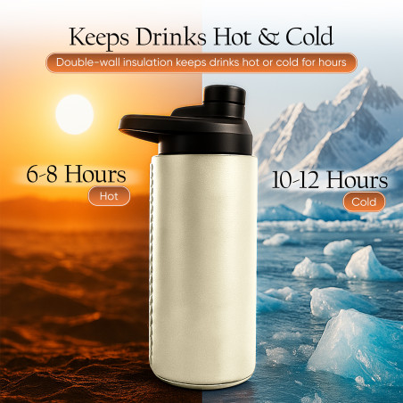 Oliriss 18oz European Design Genuine Leather Water Bottle - Stainless Steel (White)