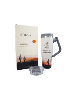 Oliriss 40 oz insulated water tumbler w/rotatable handle hot/cold drinks