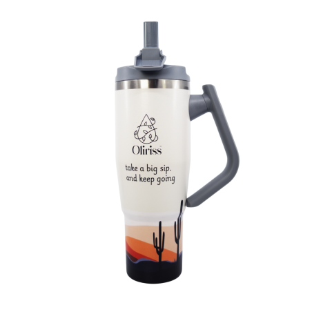 Oliriss 40 oz insulated water tumbler w/rotatable handle hot/cold drinks