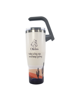 Oliriss 40 oz insulated water tumbler w/rotatable handle hot/cold drinks