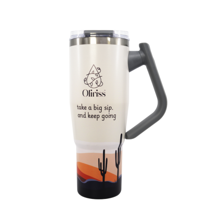 Oliriss 40 oz insulated water tumbler w/rotatable handle hot/cold drinks