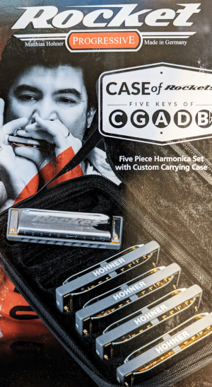 Hohner Rocket harmonica set - 5 Rocket harmonicas with case