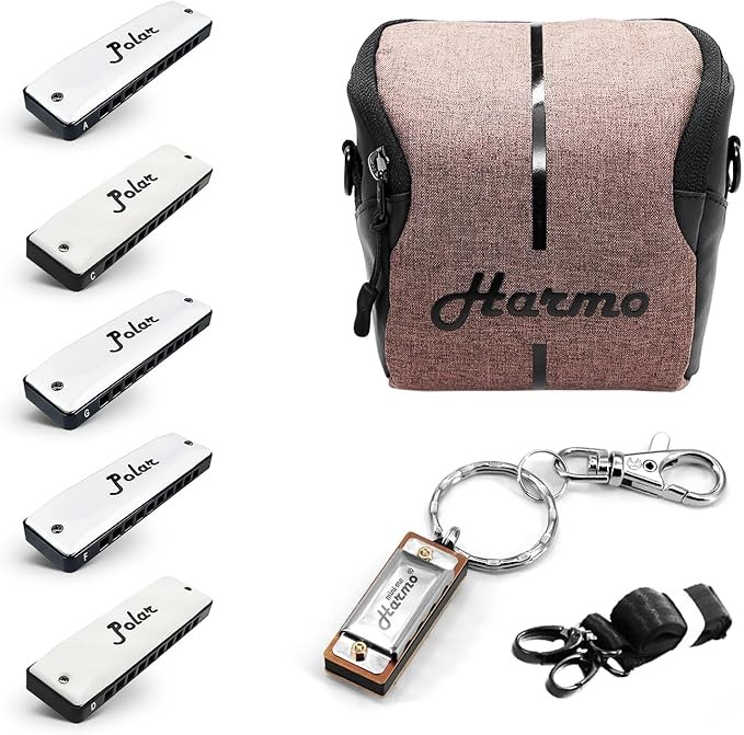 Harmo Polar pro pack set of 5 harmonica with gig bag and keychain harmonica Free shipping in stock